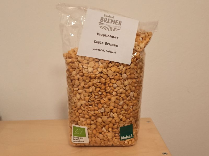 Das fertige Produkt: geschälte Erbsen